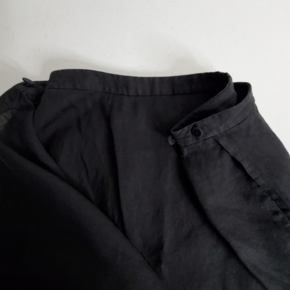 Eileen Fisher Irish Linen Wrap Skirt Size M Maxi Length Black Classic Career - Picture 4 of 13